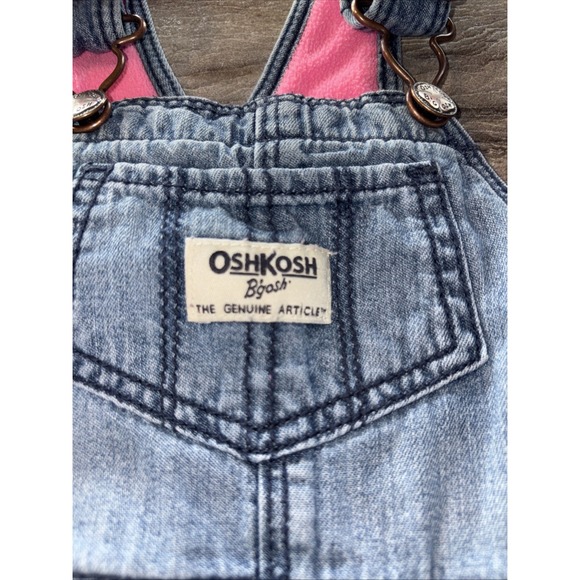 Oshkosh B'gosh‎ 12 months Denim Bib Overalls Pink Warm Fleece Lined Winter - Picture 2 of 9